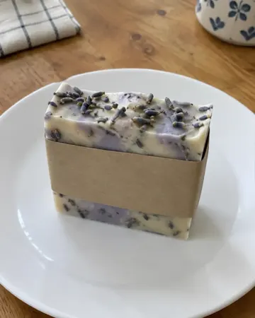 The phone photo of the lavender soap